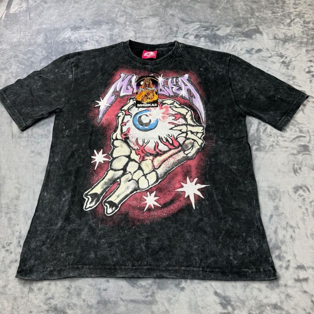 Mishka-nyc Men's Black and Grey T-shirt